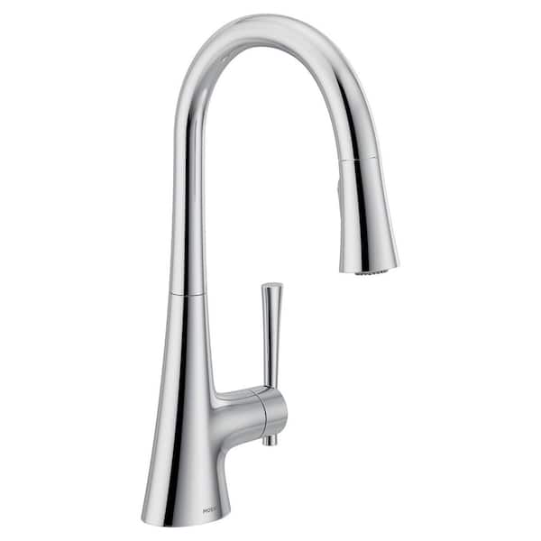Kurv Chrome 16.38 in. H Pull Down Sprayer Kitchen Faucet with 360° Spout Swivel