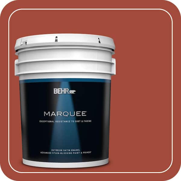 BEHR MARQUEE 5 gal. #200D-7 Rodeo Red Satin Enamel Exterior Paint & Primer