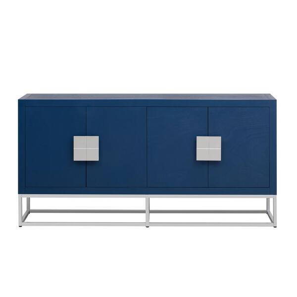Unbranded 63.00 in. W x 15.70 in. D x 31.80 in. H Navy Blue Linen Cabinet with Unique Support Legs and Adjustable Shelves