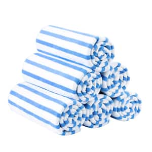 Blue Microfiber Cabana Stripe Bath Towel (Set of 6)