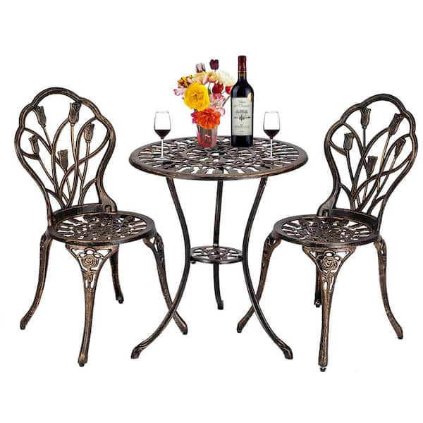 Karl home European Style 3-Piece Cast Aluminum Outdoor Bistro Set