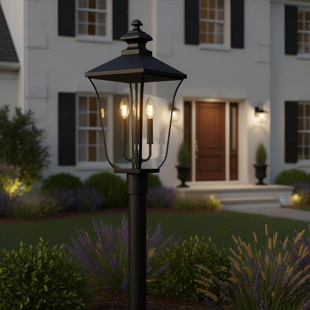 Quoizel Farley 3-Light Matte Black Steel Hardwired Outdoor Weather