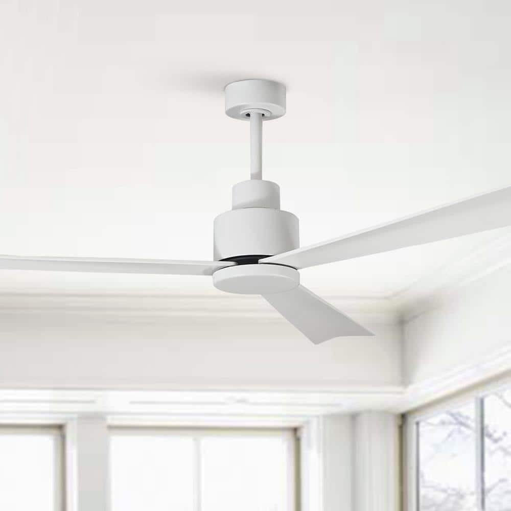 52" Matte White Ceiling Fan with Remote Control and Reversible Blade