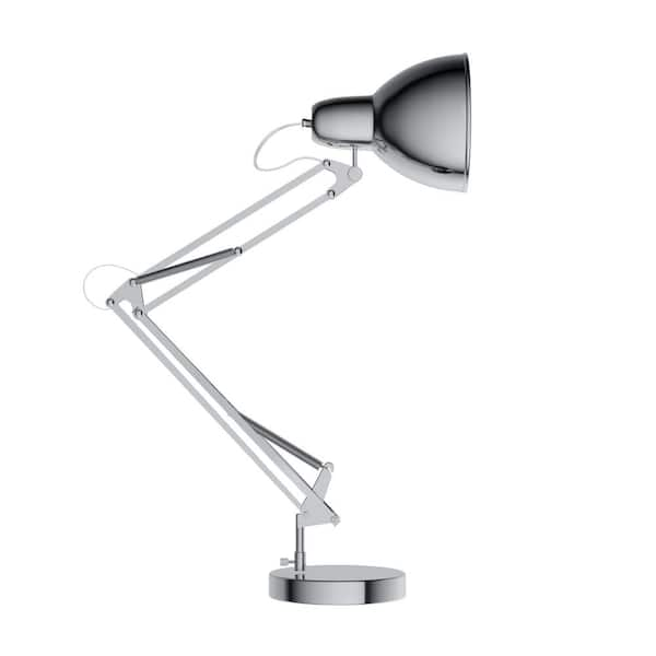 Lavish Home 36 In Metal Chrome Led Architect Desk Lamp With Adjustable Swing Arm Hw1000024 The Home Depot