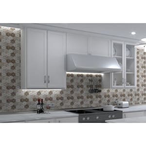 Fresh Vloom Brown/White 9.5 in. x 11.5 in. Floral Pattern Smooth Matte Natural Stone Mosaic Tile (3.8 sq. ft./Case)