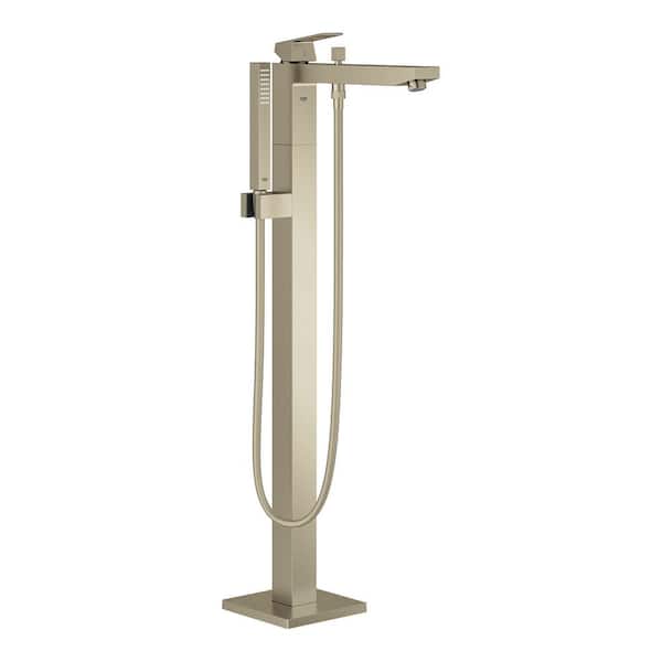 GROHE Eurocube Single-Handle Freestanding Tub Faucet with Hand Shower and Automatic Tub/Shower Diverter in Brushed Nickel