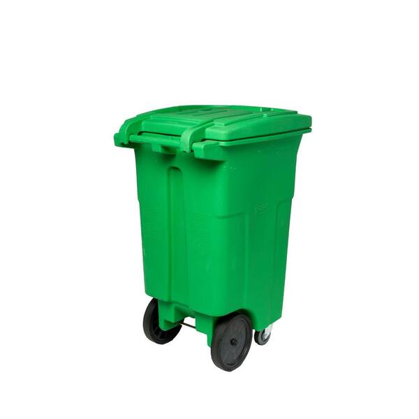Toter 64 Gal. Lime Green Trash Can with Wheels and Lid (2