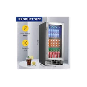 15 in. Single Zone 127-Cans Undercounter Freestanding/Built-in Beverage and Wine Cooler in Black, Visible Glass Door