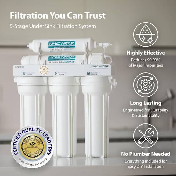 Essence Premium Quality 5-Stage Under-Sink Reverse Osmosis Drinking Water Filter System