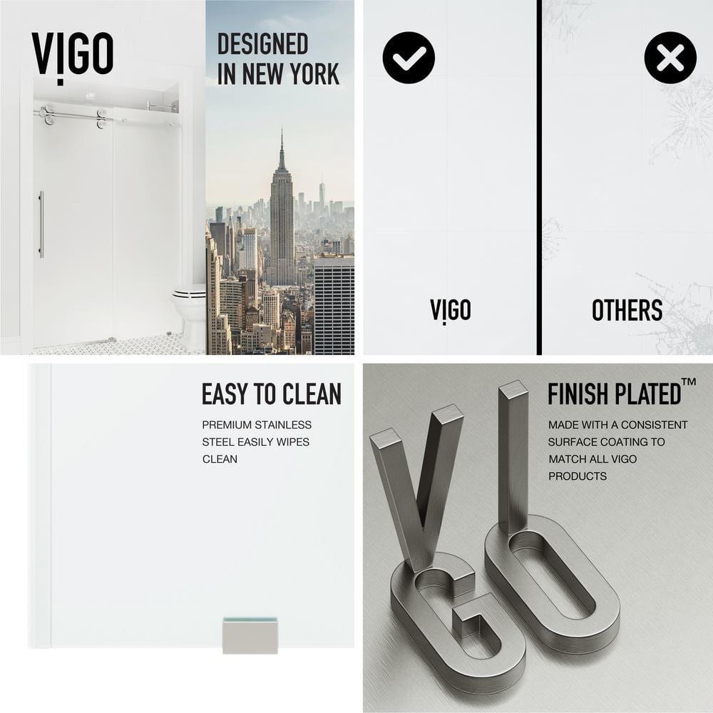 Elan 60-Inch Frameless Frosted Glass Sliding Shower Door