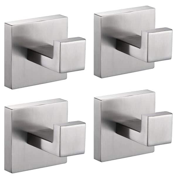 ruiling J-Hook Robe/Towel Hook in Stainless Steel Brushed Nickel (4 pack)
