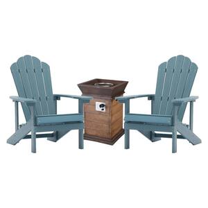 Stratocumulus Blue 3-Piece Wood Adirondack Chair Patio Fire Pit Conversation Set