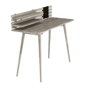 Routon 47.2 in. Rectangular White Wash Solid Wood Writing Desk with Shelves