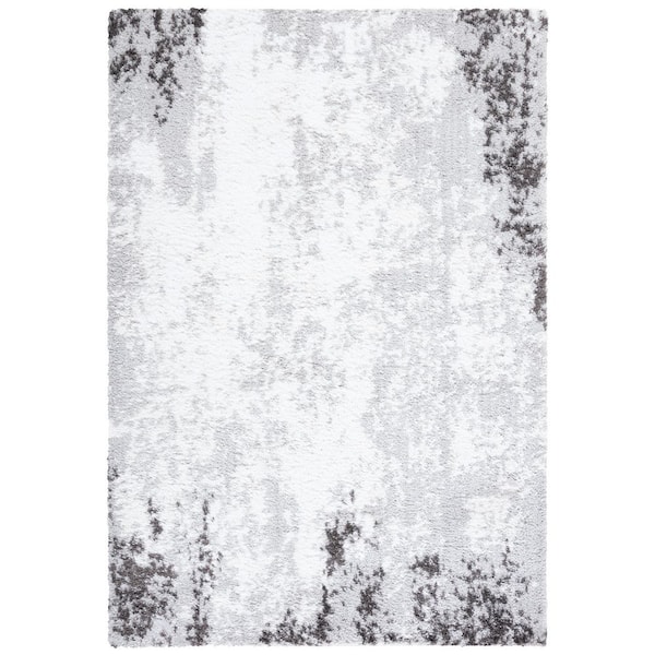 Berber Shag 4 ft. x 6 ft. Light Gray/Dark Gray Modern Distressed Area Rug