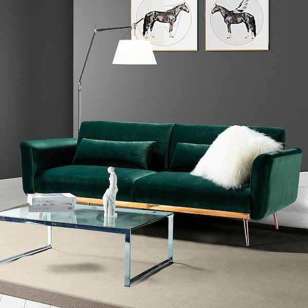 JAYDEN CREATION Cartier 3-Seat Green Velvet Sofa SFDC0025-GREEN - The Home  Depot