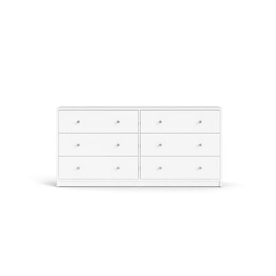 Portland 6-Drawer Double Dresser in White 26.89 in. H x 56.34 in. W x 12.46 in. D