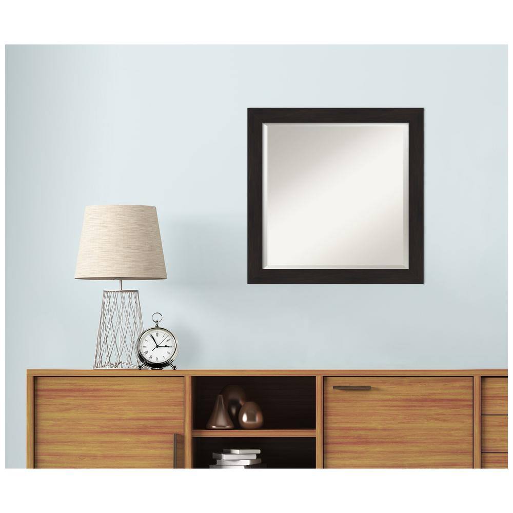 Espresso Brown Wood Framed Bathroom Vanity Mirror