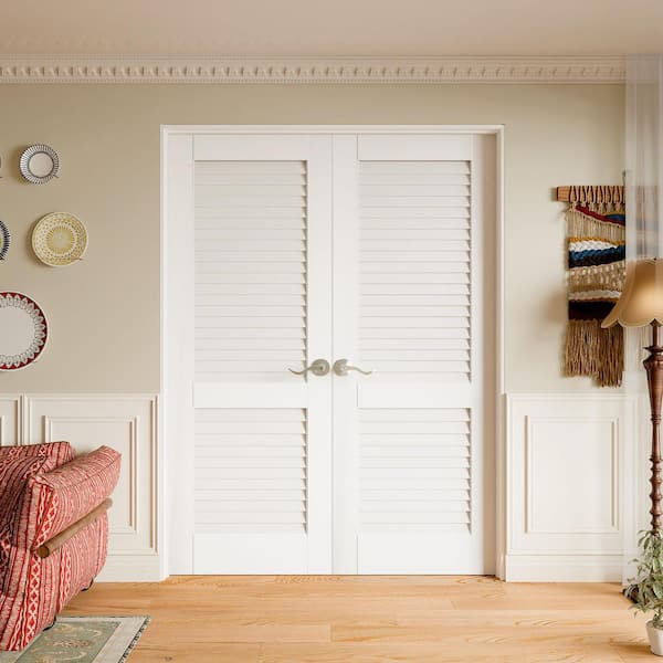 TENONER 60in x 80in All-Louver Panel Universal White Primed Double