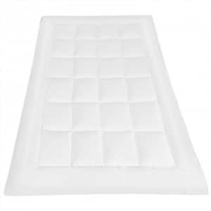 White Mattress Pad Cover Padded Topper Soft Quilted Fitted Deep Pocket-Full Size