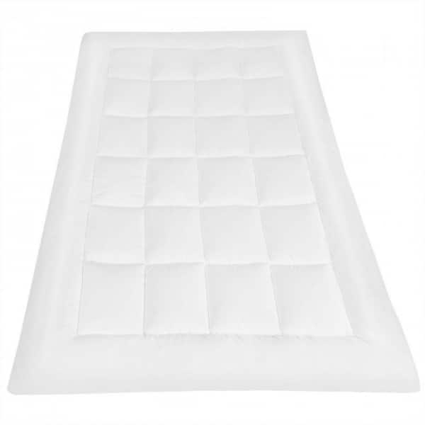 ANGELES HOME White Mattress Pad Cover Padded Topper Soft Quilted Fitted Deep Pocket-Full Size