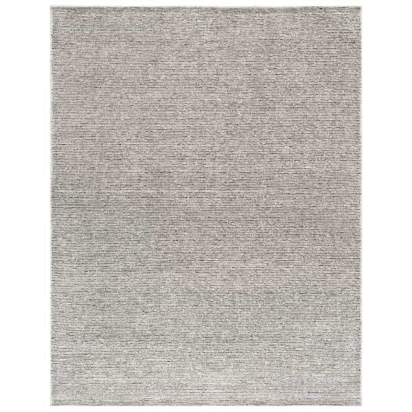 Abstract 9 ft. x 12 ft. Ivory/Black Modern Distressed Area Rug