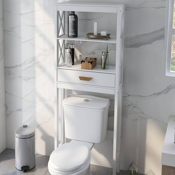 VEIKOUS 22.4-in x 66.9-in x 7.4-in Gray 2-Shelf Over-the-Toilet Storage | HP0904-06GY-1