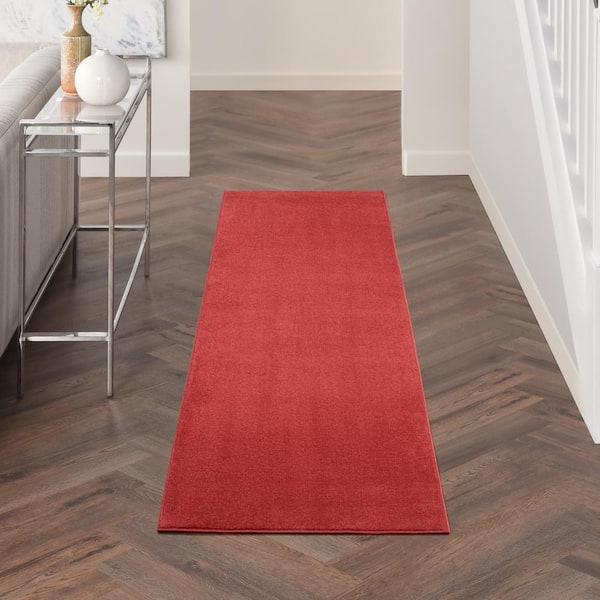 Essentials 2 ft. x 6 ft. Brick Red Kitchen Runner Solid Contemporary Indoor/Outdoor Patio Area Rug