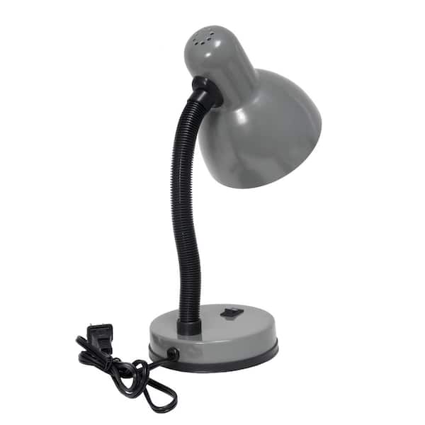 Simple Designs 14.25 in. Black Basic Metal Desk Lamp with Flexible