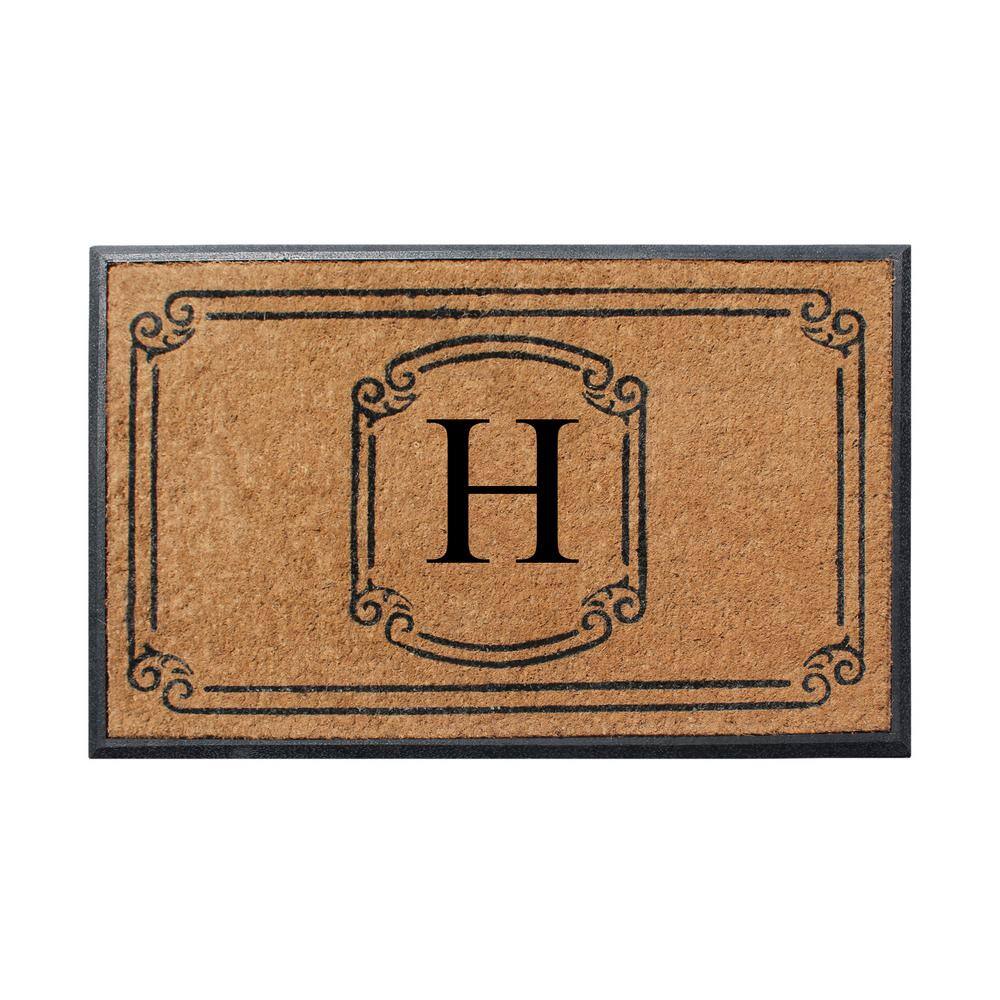 A1HC Heavy Duty Single/Double door, Hand-Crafted Black/Beige 30 in. x 48 in. Coir and Rubber Monogrammed H Doormat price history on PriceWatchPro