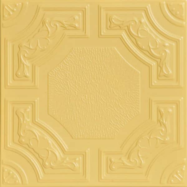 A La Maison Ceilings Evergreen Concord Ivory 1.6 ft. x 1.6 ft. Decorative Foam Glue Up Ceiling Tile (21.6 sq. ft./Case)