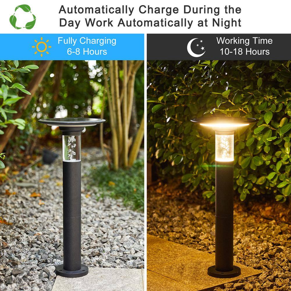 Black Aluminum Solar LED Pathway Light with Frosted Lens