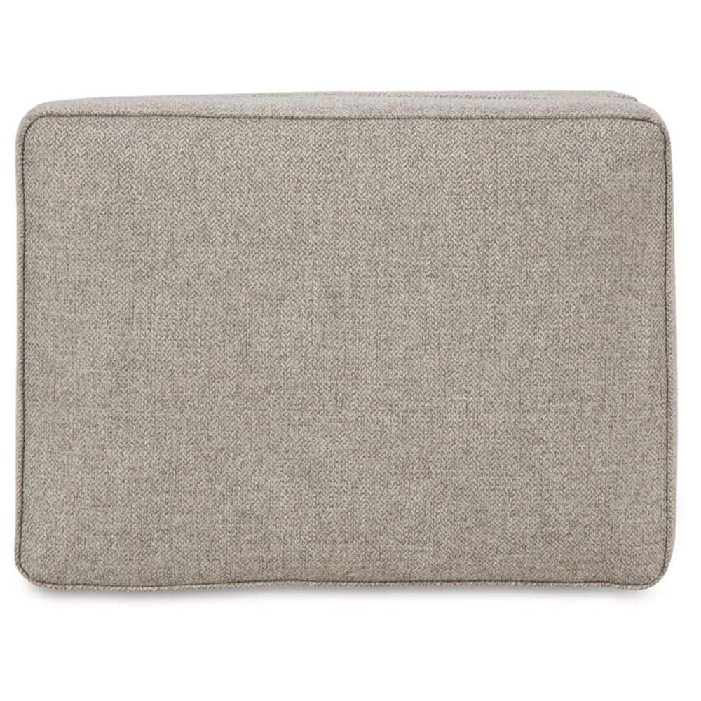 Beige Herringbone Upholstered Ottoman with Bun Legs
