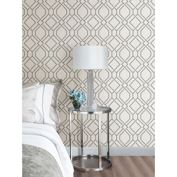 Frege Grey Trellis Vinyl Wallpaper Roll