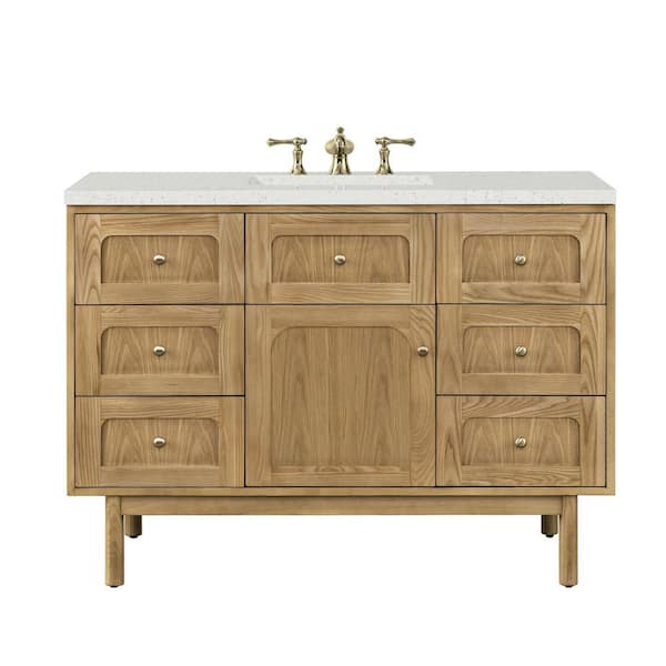 James Martin Vanities Laurent 48.0 in. W x 23.5 in. D x 34.2 in. H Single Bathroom Vanity Light Natural Oak and Lime Delight Quartz Top
