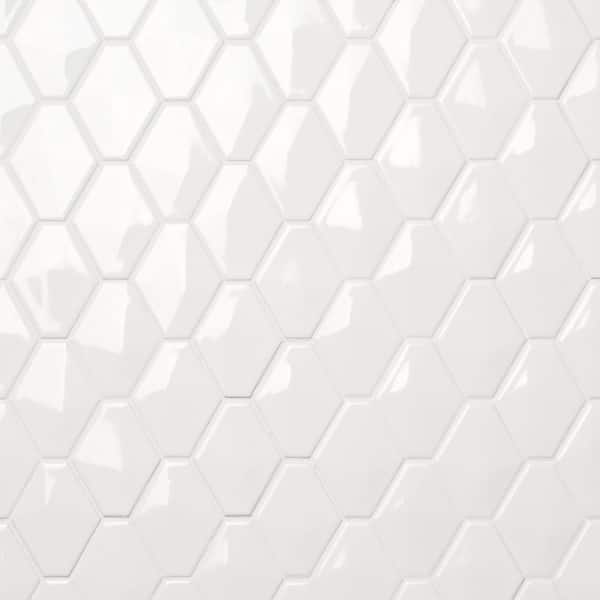 Medley Diamond Cloud White 10.39 in. x 12.55 in. Glossy Ceramic Mosaic Wall Tile (0.9 sq. ft./Each)