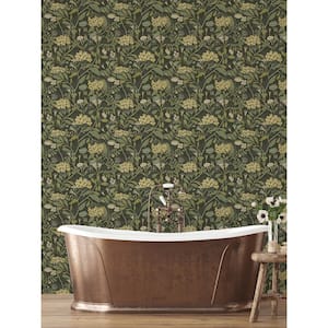 Hybbe Dark Green Hydrangea Garden Non Woven Paper Wallpaper Sample