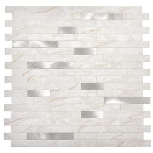 Blossom Thin Beige and Silver Aluminum Subway 11.7 in. x 11.5 in. Metal Peel and Stick Tile (7.48 sq. ft./8-Pack)