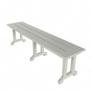 Hayes 65 in. Backless HDPE Plastic Trestle Outdoor Dining 2-Person Patio Garden Bench in Sand