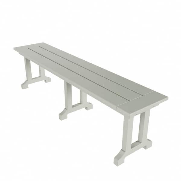 WESTIN OUTDOOR Hayes 65 in. Backless HDPE Plastic Trestle Outdoor Dining 2-Person Patio Garden Bench in Sand
