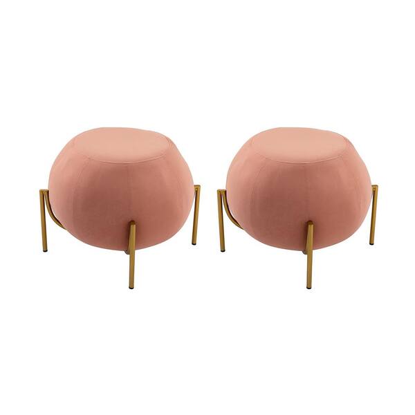ARTFUL LIVING DESIGN Castula 23.2 in. Wide Pink Velvet Ottoman with Metal Legs (Set of 2)