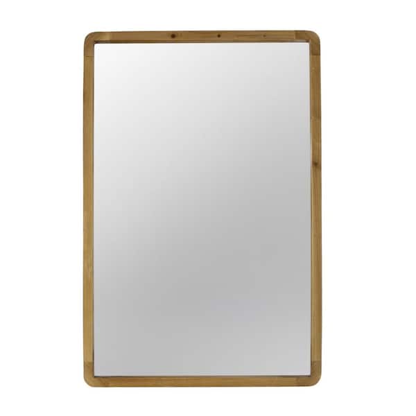 Miscool Anky 24 in. W x 36 in. H Wood Framed Brown Wall Mounted Decorative Mirror