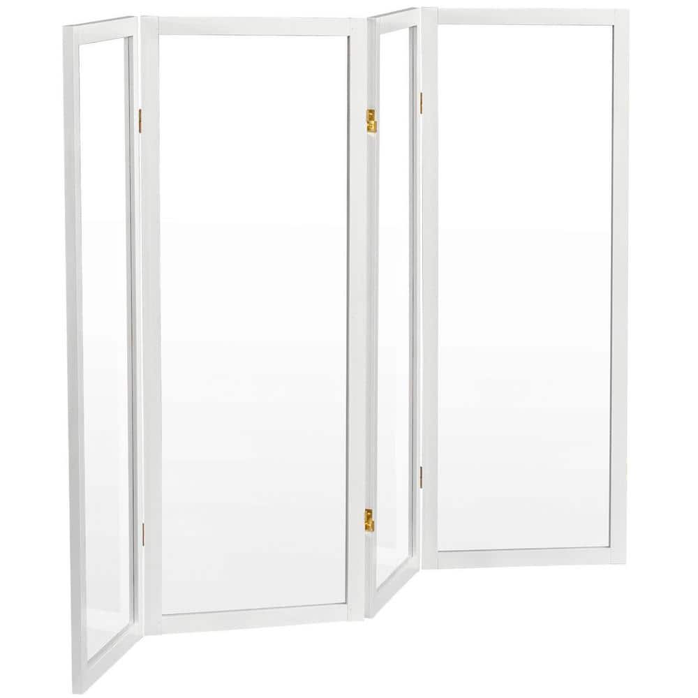 Clear Acrylic 4-Panel Folding Floor Partition