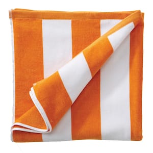 Orange Striped Cotton Single Beach Towel