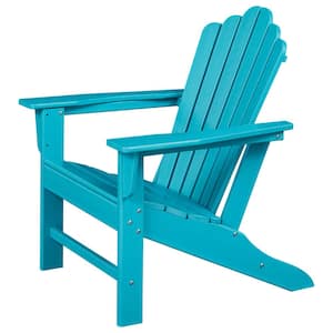 Turquoise Blue Folding Outdoor Plastic Adirondack Chair (set of 1)