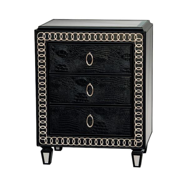 Pulaski Furniture Art Deco 3-Drawer Aska Black Chest of Drawers