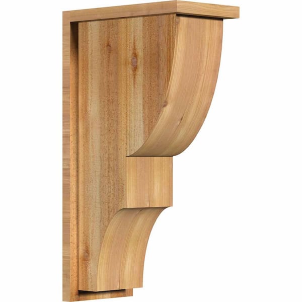 Ekena Millwork 8 in. x 14 in. x 26 in. Western Red Cedar Ridgewood Rough Sawn Corbel with Backplate