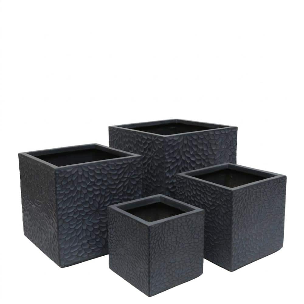 Grey Set of 4 Magnesium Oxide  Outdoor Planter with Drainage Hole for  Patio price history on PriceWatchPro