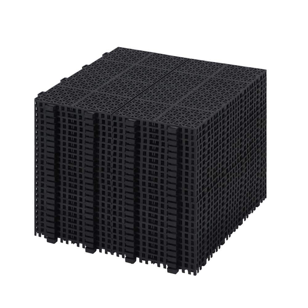 12 in. x 12 in. Black Porch Rosette Pattern Interlocking Deck Tiles Plastic Flooring Waterproof Outdoor (Pack of 24） price history on PriceWatchPro