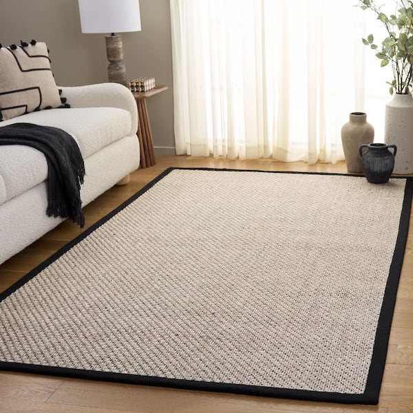Natural Fiber 8 ft. x 10 ft. Marble/Black Minimal Coastal Area Rug