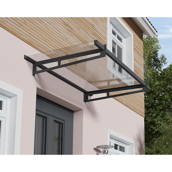 Bremen 3 ft. x 7 ft. Gray/Clear Door and Window Fixed Awning